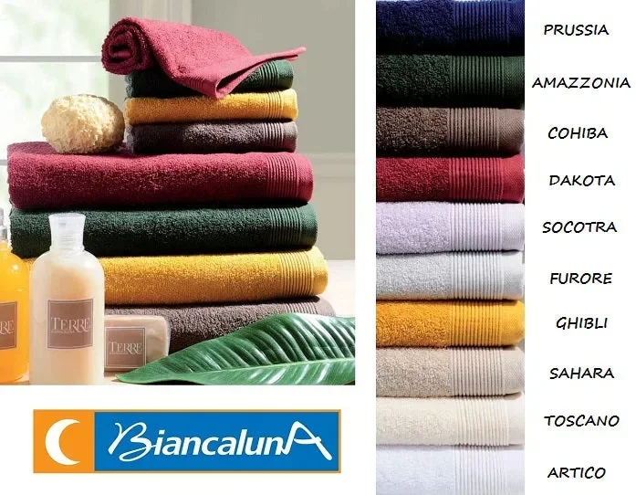 1+1 ASCIUGAMANO + OSPITE BIANCALUNA ART TERRE COLORE A SCELTA