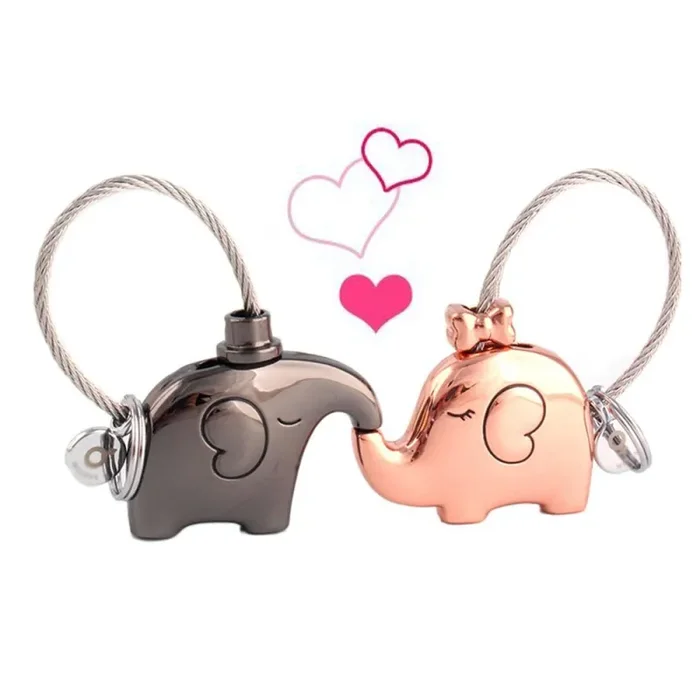 1 coppia carina Kissing Elefanti Portachiavi portachiavi Elephant