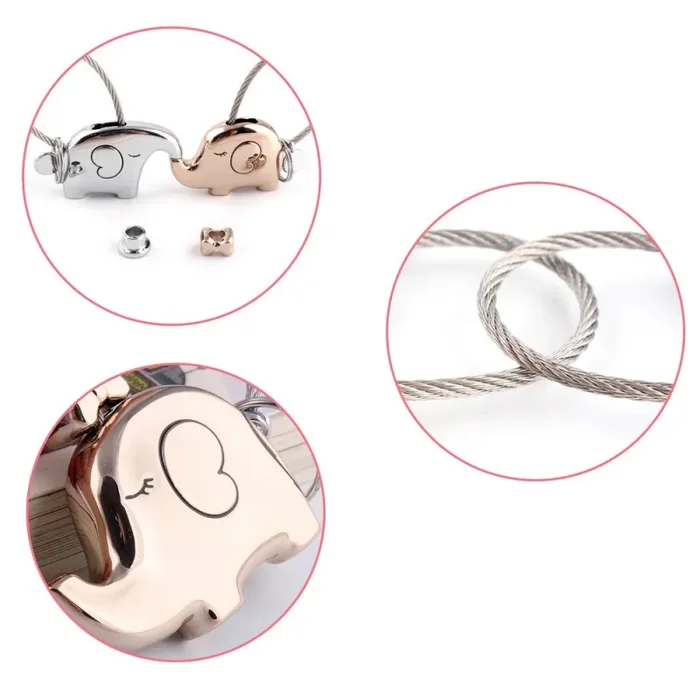 1 coppia carina Kissing Elefanti Portachiavi portachiavi Elephant - immagine 3