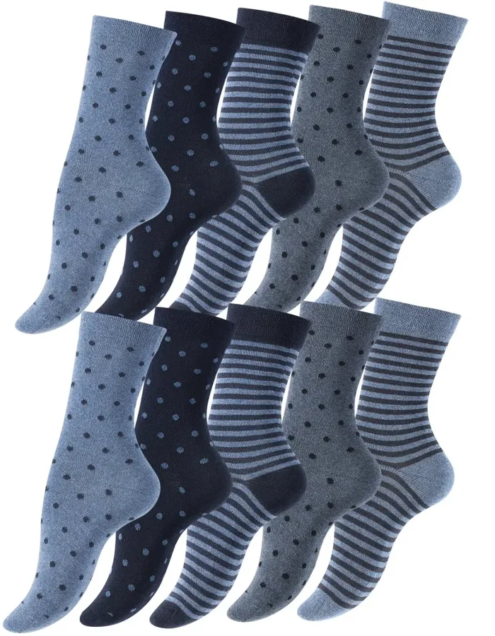 10 paia di calzini per donna delle ragazze dotted e rigato - immagine 3