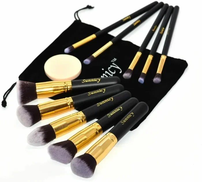 10 Pennelli Professionali da trucco con Setole di alta qualità, + spugnetta - immagine 2