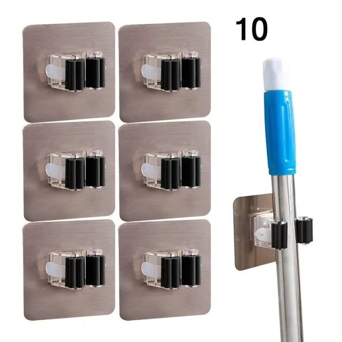 10 pezzi porta scopa organizzatore scopa, appendiabiti da parete 10 Hooks - immagine 2