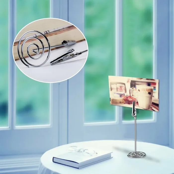 10 Porta Memo-Portafoto con Pinzette in Metallo, Segnaposto, Segnatavolo - immagine 2