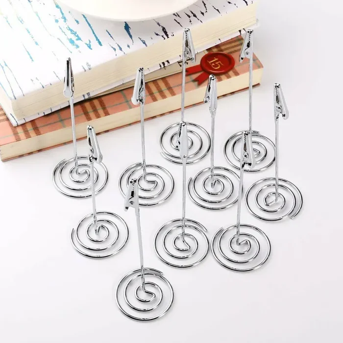 10 Porta Memo-Portafoto con Pinzette in Metallo, Segnaposto, Segnatavolo - immagine 3