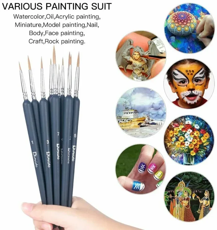10 x pennelli a punta fine per dipingere miniature modelli, Attività artistiche - immagine 3