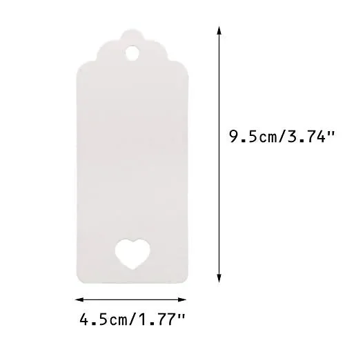 100 PCS Etichette Regalo Bianche,Etichette in Carta da 4,5 cm x 9,5 bianco - immagine 2