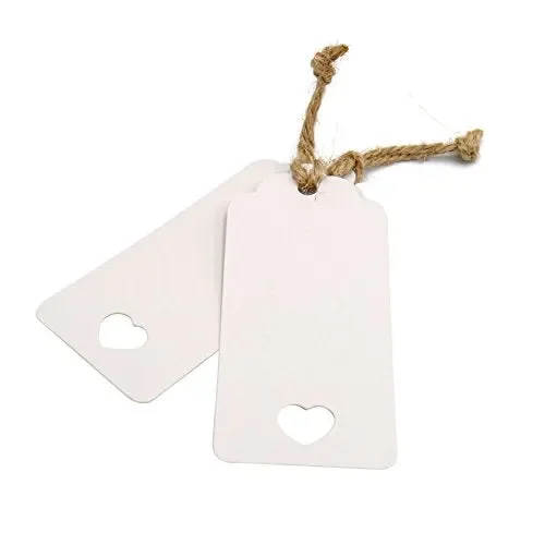 100 PCS Etichette Regalo Bianche,Etichette in Carta da 4,5 cm x 9,5 bianco - immagine 3