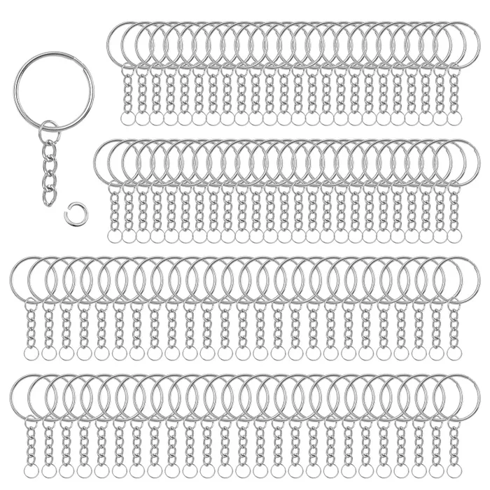100 Pezzi 25 mm Anelli Portachiavi Anello Ganci Portachiavi Anellini Acciaio Inox Accessori per Portachiavi Fai Da Te Kit per Porta Chiavi Mestieri Lavori di Bricolage | Argento
