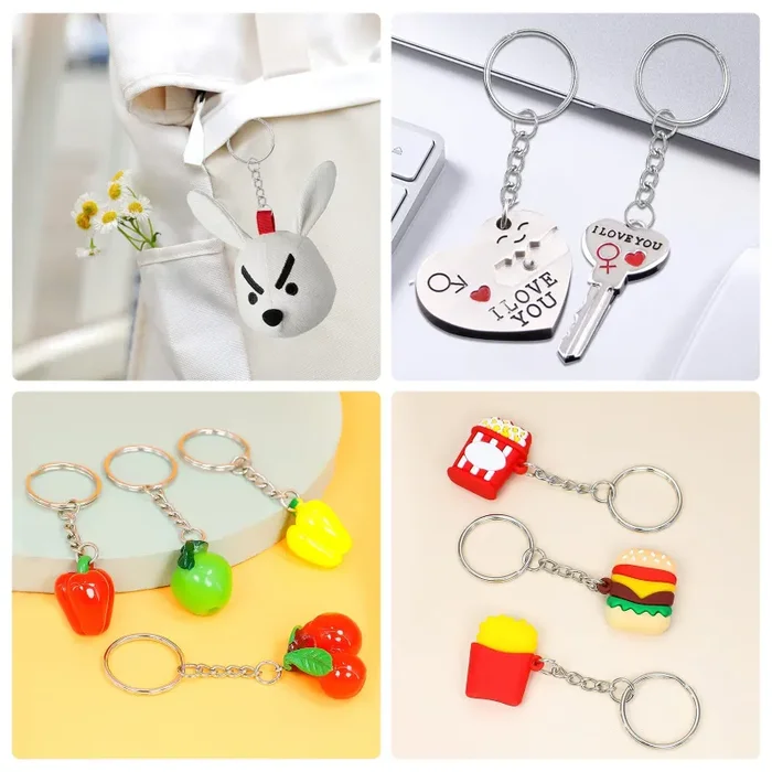 100 Pezzi 25 mm Anelli Portachiavi Anello Ganci Portachiavi Anellini Acciaio Inox Accessori per Portachiavi Fai Da Te Kit per Porta Chiavi Mestieri Lavori di Bricolage | Argento - immagine 3