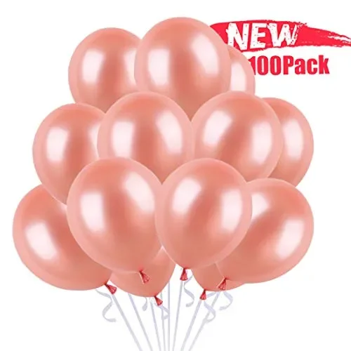 100 Pezzi Palloncini Oro Rosa per Feste, Gold, Gold