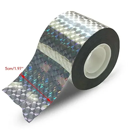 110m x 5 cm Nastro Repellente olografico Riflettente, 110 m x 5 cm, Silver - immagine 2