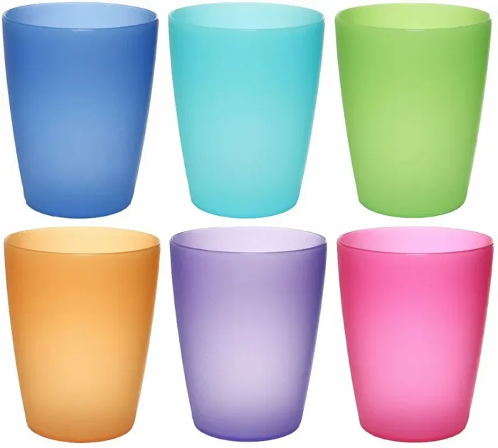 12 Bicchieri in plastica da 250 ml colorati, riutilizzabili, per cocktail, acqua - immagine 2