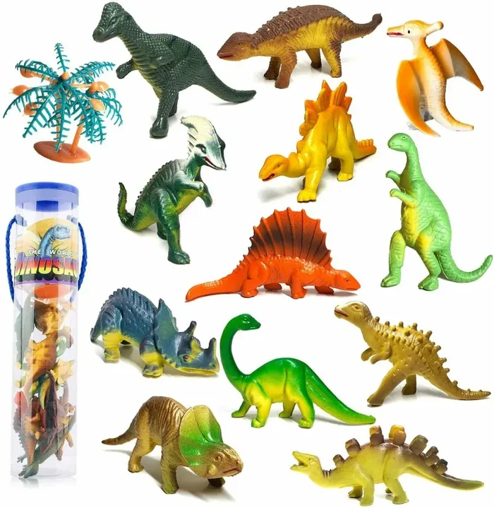 12 x Pupazzi per bambini mini dinosauri misti T rex da 3 a 6 cm, Atossici colori