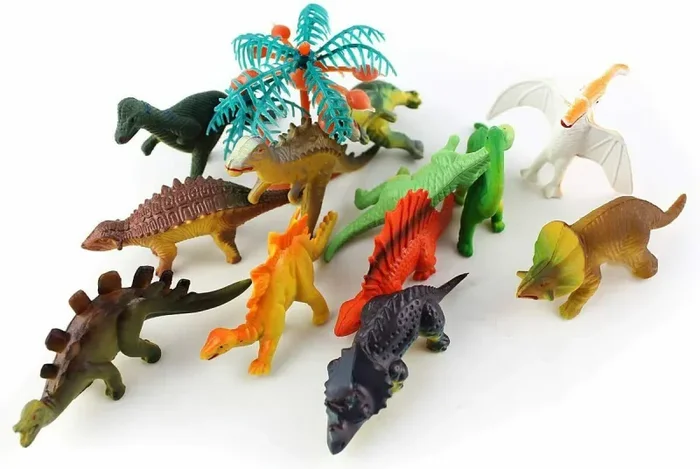 12 x Pupazzi per bambini mini dinosauri misti T rex da 3 a 6 cm, Atossici colori - immagine 2