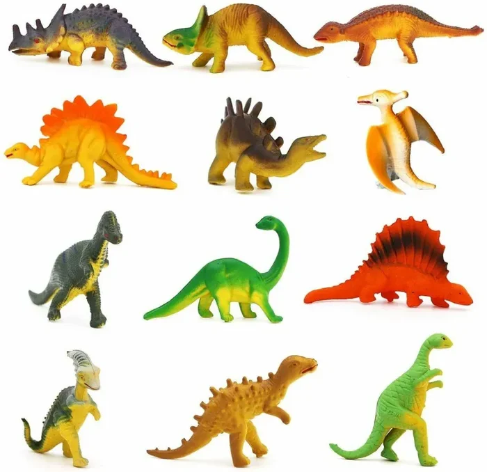12 x Pupazzi per bambini mini dinosauri misti T rex da 3 a 6 cm, Atossici colori - immagine 3