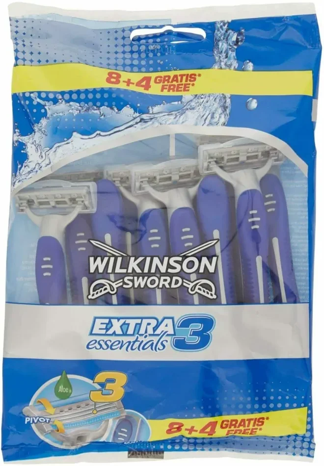 12 x Rasoi usa e getta a 3 lame per Uomo, Essential Wilkinson Sword, Rasatura Online ora