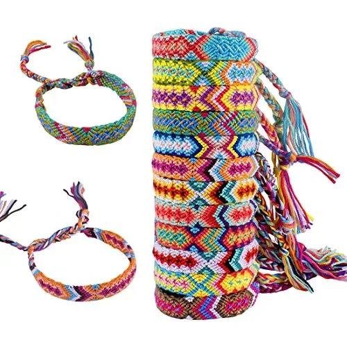 12pz Braccialetti Tessuti Amicizia Assortito Colorato Fatti a Mano Polso…