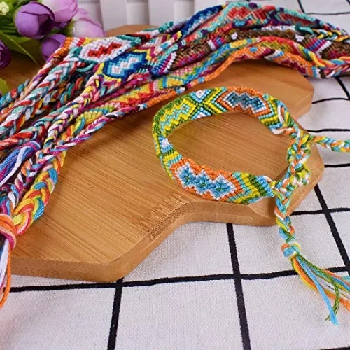12pz Braccialetti Tessuti Amicizia Assortito Colorato Fatti a Mano Polso… - immagine 3