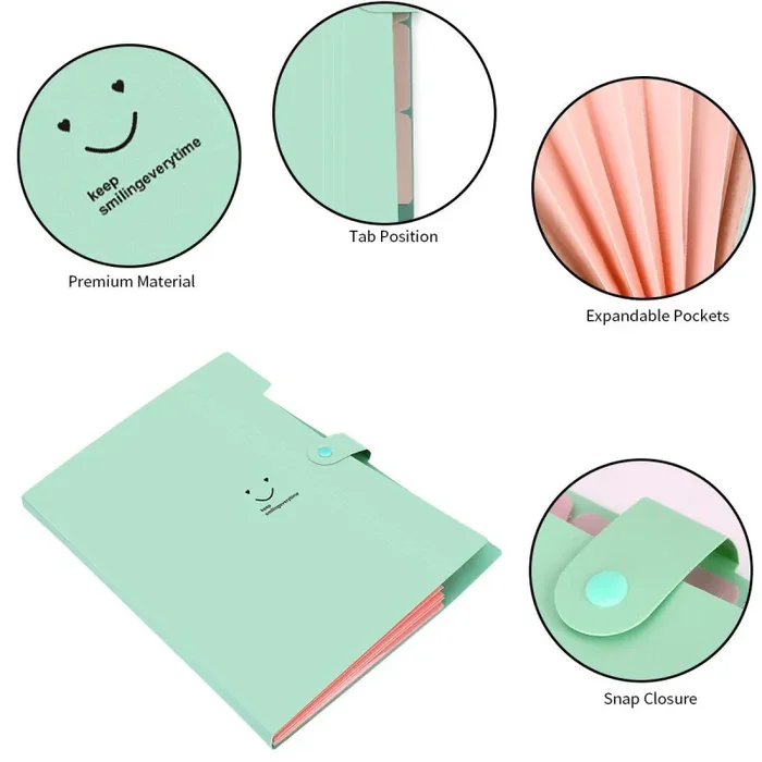 1617 EU Cartella a Bottone 5 Faldoni Portadocumenti per Azzurro ,5 tasche - immagine 2