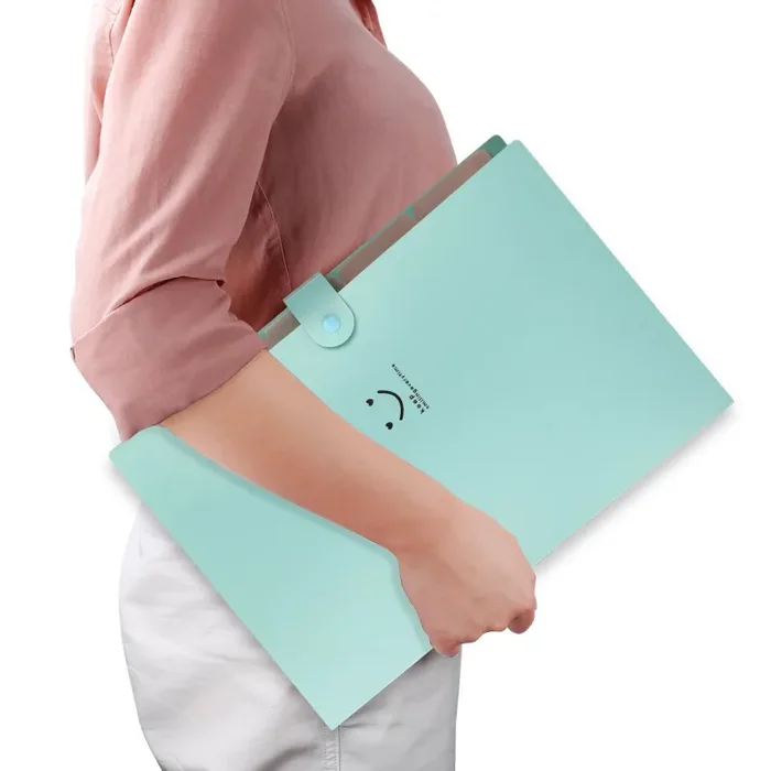 1617 EU Cartella a Bottone 5 Faldoni Portadocumenti per Azzurro ,5 tasche - immagine 3