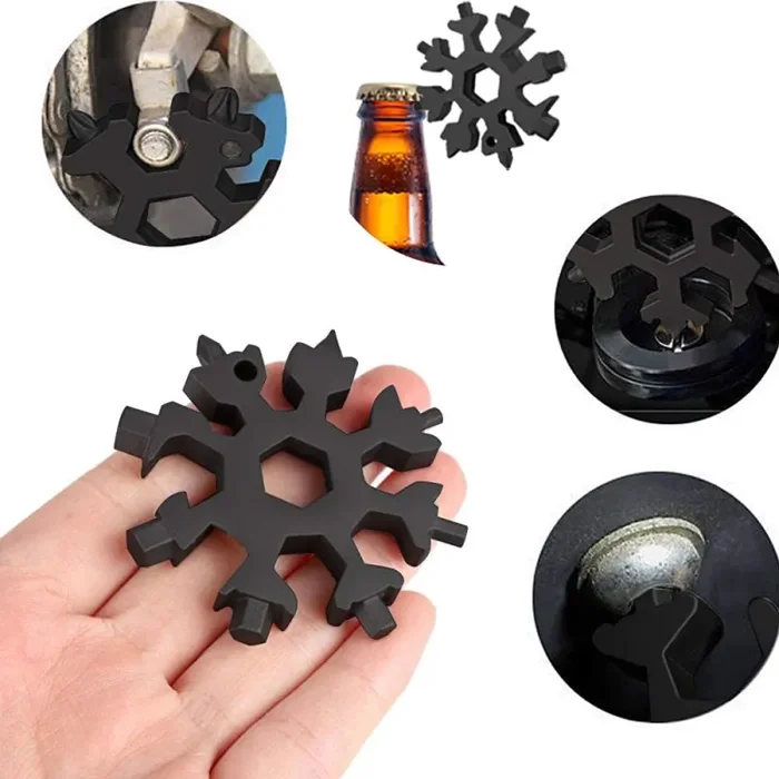 18 in-1 Multi-Tool Snowflake, ZoneYan Multi-Tool in Acciaio Inox Portatile,Cacciavite Apri bottiglia Campeggio di Viaggio, All’aperto Strumento Avventura (3) - immagine 3