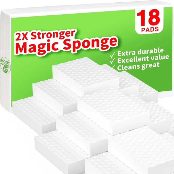 18-Pack Spugna Magica, Gomma Magica Extra Durevole con Potenza di Pulizia 2X Più Forte – per Superfici Domestiche, Cucine, Bagni, Muri, Scarpe. Basta Aggiungere Acqua per Cancellare Tutti i Sporchi