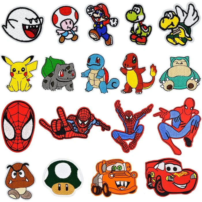 18 Pezzi Toppe Termoadesive Bambini Adulti Toppe per Vestiti con Super Mario Spiderman Toppa Termoadesiva per Tessuti per Pantaloni Zaini Giacche Saldi