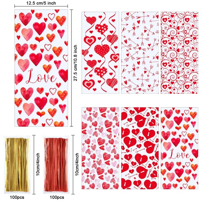 180 Pezzi Plastica San Valentino Festa Sacchetti Cellophane Trasparente… Online ora - immagine 2