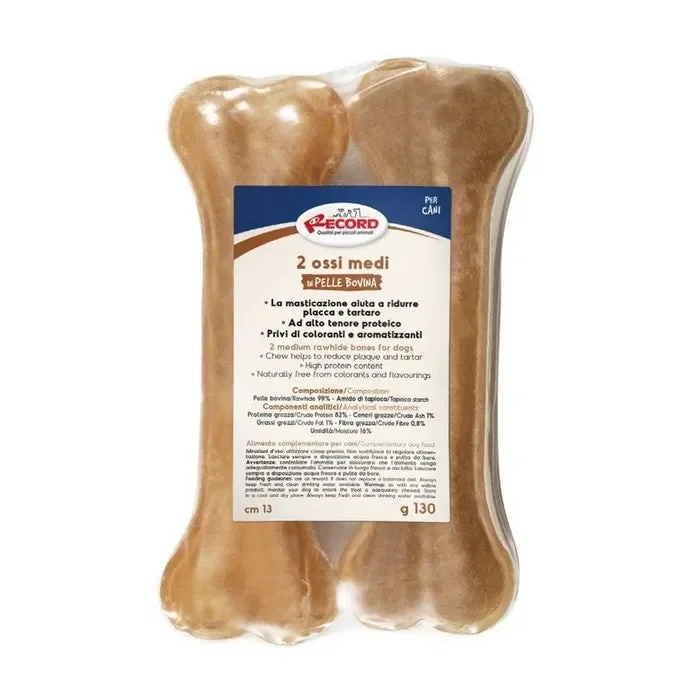 2 ossi medi in pelle bovina termoretratti per cani
