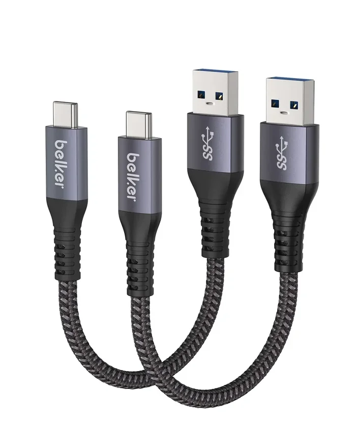 2 pezzi Belker Cavo USB C corto 30 cm/0,3 m USB3.1 Gen2 [10 Gbps data] Tipo C Android Auto Cable QC3.0 3A USB A a C Fast Charger per Samsung Note20/Note10 Galaxy S21/S20/S10/S9/S8 Huawei P40 OnePlus 30CM/0.3M Grey