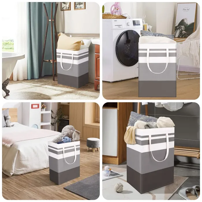 2 Pezzi Cesto Portabiancheria Sporca 75L, Salvaspazio, Porta Biancheria, Cesto Panni Sporchi Pieghevole con Maniglie Estese per Riporre Vestiti - immagine 2