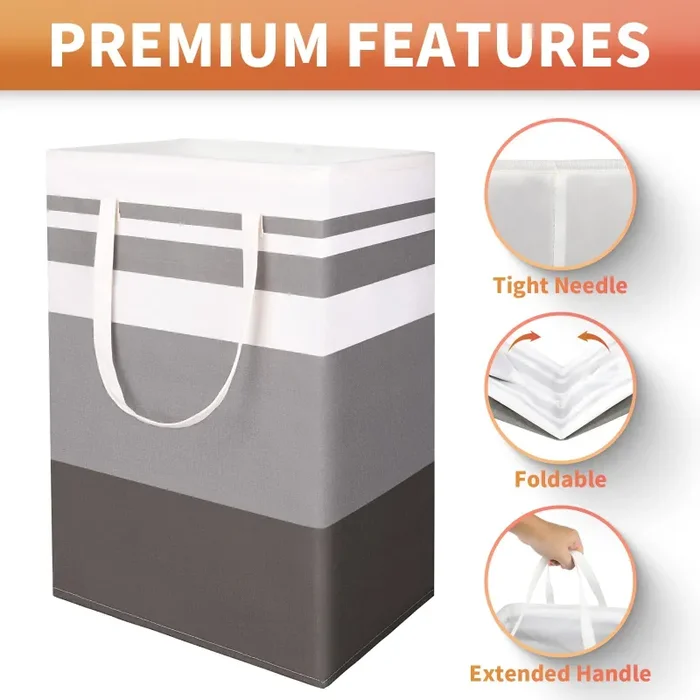 2 Pezzi Cesto Portabiancheria Sporca 75L, Salvaspazio, Porta Biancheria, Cesto Panni Sporchi Pieghevole con Maniglie Estese per Riporre Vestiti - immagine 3