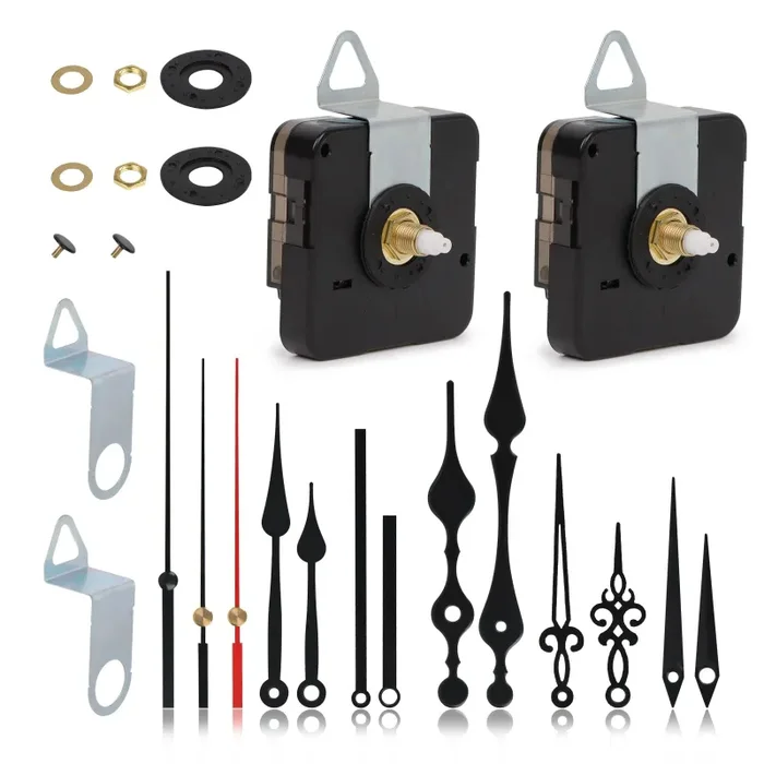 2 Pezzi Movimento al Quarzo Silenzioso, Meccanismo Orologio Coppia Elevata Movimento Albero Lungo con 5 Diverse Paia di Mani Parti Riparazione dell’Orologio Fai da Te Sostituzione, 2/5″ (B) - immagine 2