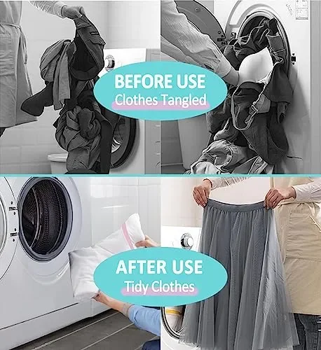 2 Pezzi Sacchetti Lavatrice Biancheria, Sacchetto Lavatrice 30 x 40 cm, Retina per Lavatrice con Cerniera Nascosta, Retine per Lavatrice Impedisce ai Vestiti di Deformarsi e Sgualcirsi - immagine 3