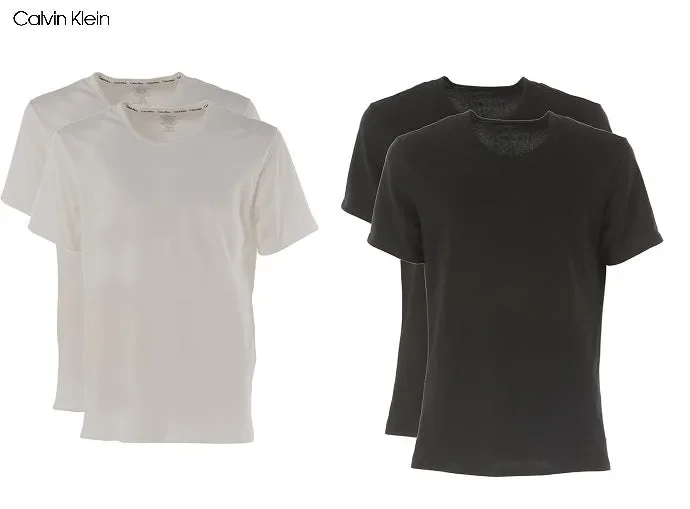 2 T-SHIRT BIPACK UOMO MEZZA MANICA CALVIN KLEIN ART NB1088A IN COTONE ELASTAN COLORE E MISURA A SCELTA Online ora