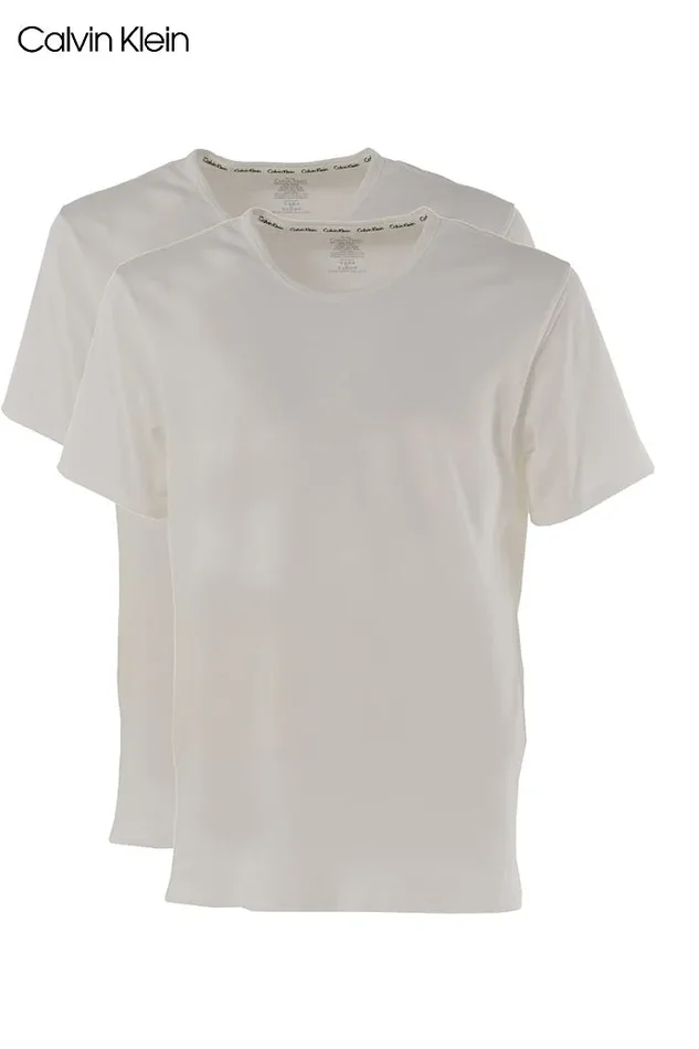 2 T-SHIRT BIPACK UOMO MEZZA MANICA CALVIN KLEIN ART NB1088A IN COTONE ELASTAN COLORE E MISURA A SCELTA Online ora - immagine 2
