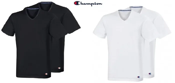 2 T-SHIRT SCOLLO A V CHAMPION ART Y09G7 COLORE E MISURA A SCELTA