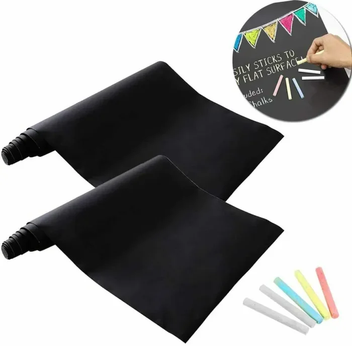 2 x Lavagna Adesiva Rimovibile in PVC Nero 44 X 210cm + 5 Gessetti Vendita calda
