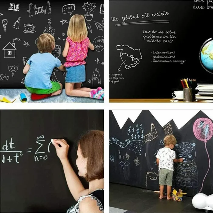2 x Lavagna Adesiva Rimovibile in PVC Nero 44 X 210cm + 5 Gessetti Vendita calda - immagine 3