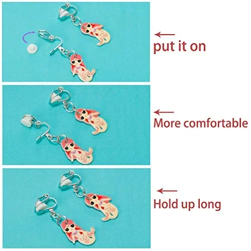 20 paia di orecchini a clip, per bambine, varie forme (sirena, unicorno,… - immagine 2