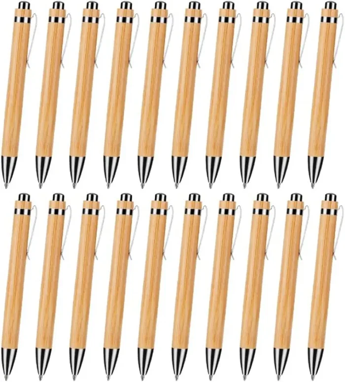 20 Pezzi Penne a Sfera in Legno, Set di Penne a Sfera Sostenibili, Penna a Sfera in Bambù, Penna a Tubo Bambù Protezione Dell’Ambiente in Materiale Bastone di Bambù, per La Scrittura (Inchiostro Nero)