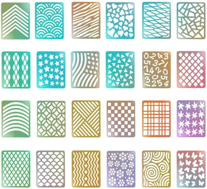 288 Pezzi Unghie Sticker Adesivi Vinile Stencil Nail Art Decorazione Set Nail Art Design Adesivi Punte Decalcomanie, 24 Fogli - immagine 3