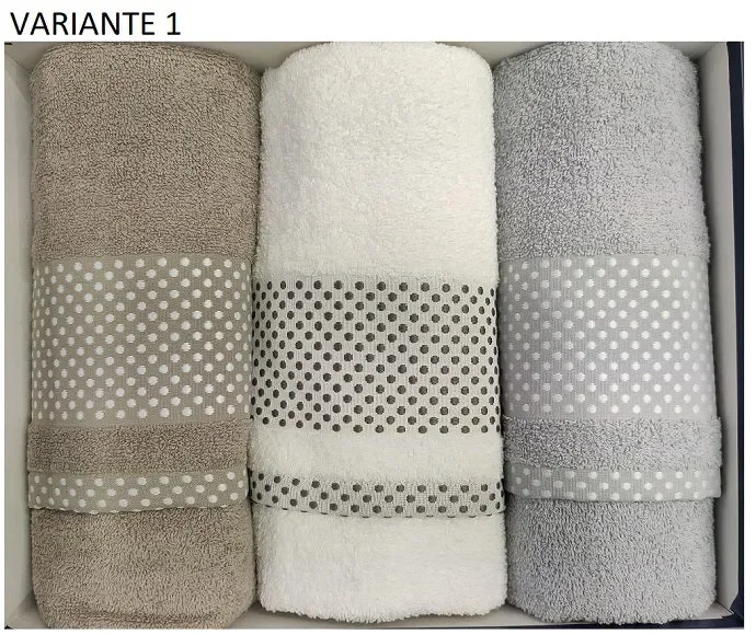 3 asciugamani e 3 ospiti in cotone vingi art POIS fantasia a scelta misura unica Vendita online - immagine 2