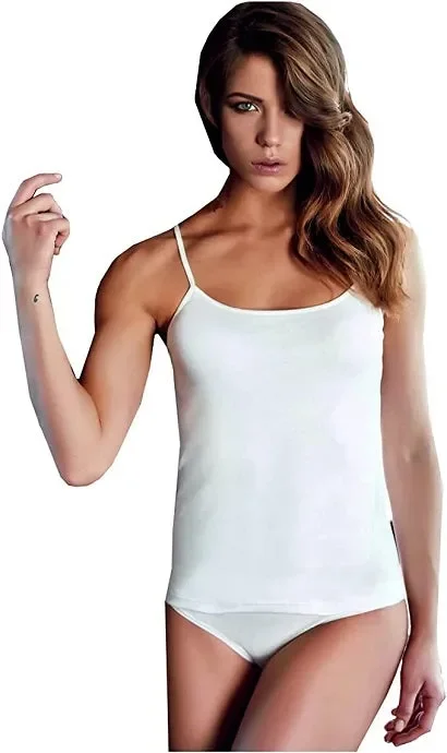 3 Canotte donna Spalla stretta in cotone Nottingham art VS4014 colore e misura a scelta