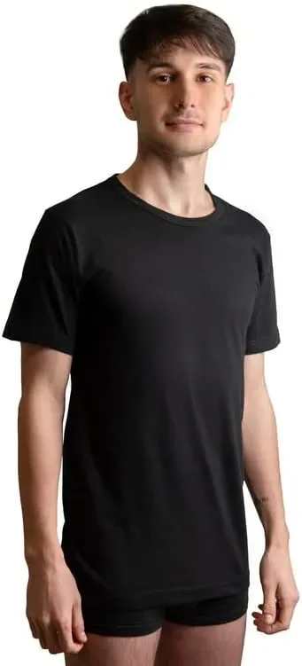 3 Maglie Intime per Uomo New Day Manica Corta in 100% Cotone Girocollo e scollo a V Colore e misura a scelta