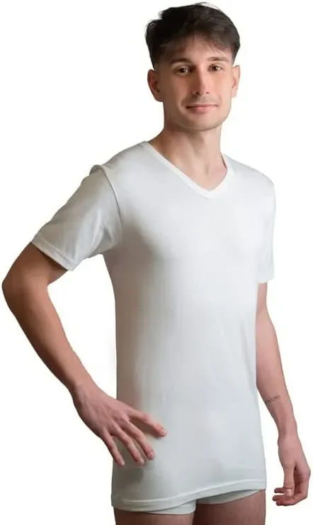 3 Maglie Intime per Uomo New Day Manica Corta in 100% Cotone Girocollo e scollo a V Colore e misura a scelta - immagine 3