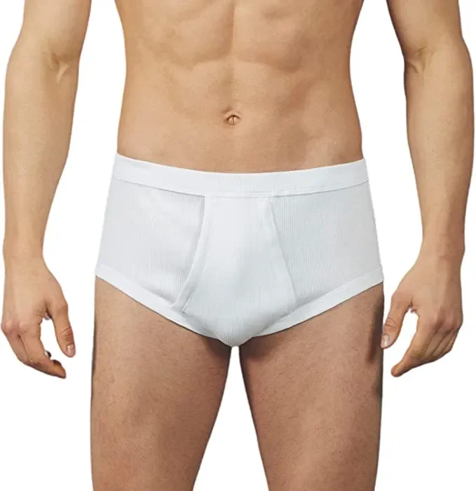 3 Mutande Moretta classiche uomo con apertura davanti a costine 100% cotone colore bianco misura a scelta