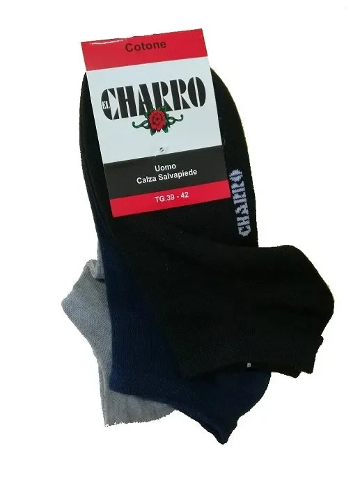3 Paia di salvapiedi uomo in cotone Charro art ALBERTO colore e misura a scelta