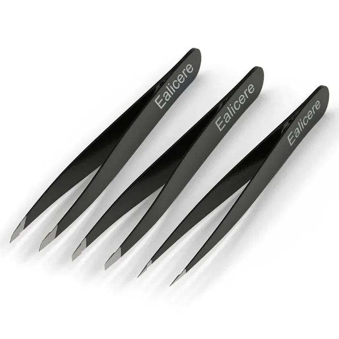 3 Pinzette per Sopracciglia, Acciaio Inossidabile, Oblique Appuntite one