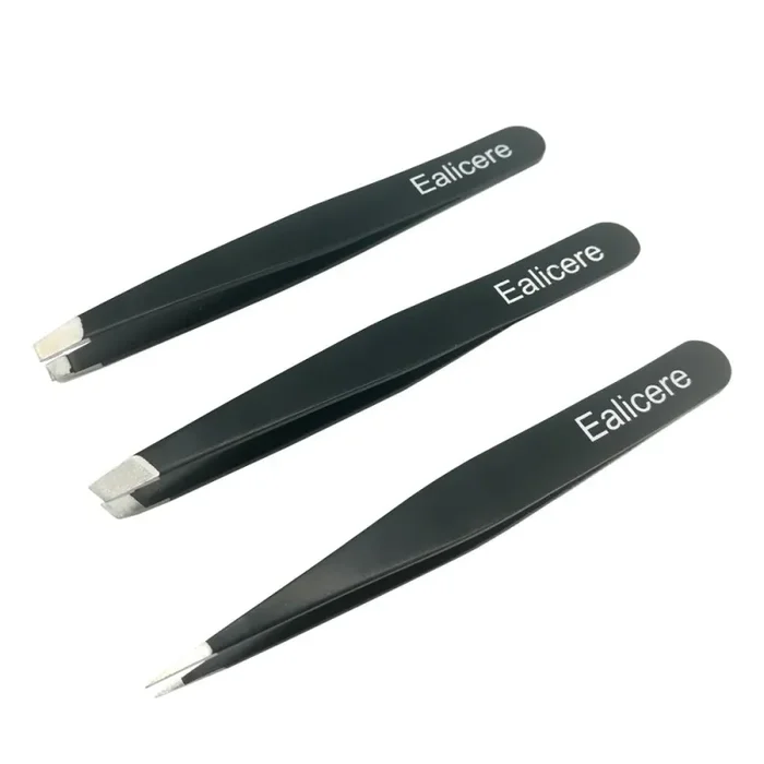 3 Pinzette per Sopracciglia, Acciaio Inossidabile, Oblique Appuntite one - immagine 2